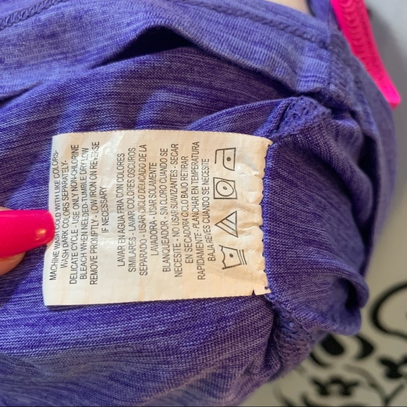 Layer8 Racerback Solid Purple with Pink Trim Tank Top Size Large - Picture 5 of 7